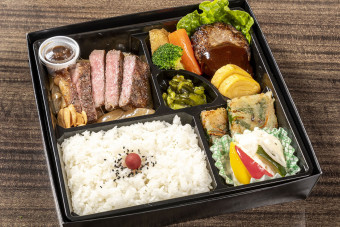 国産牛サーロインステーキ＆国産牛100%ミニハンバーグ弁当